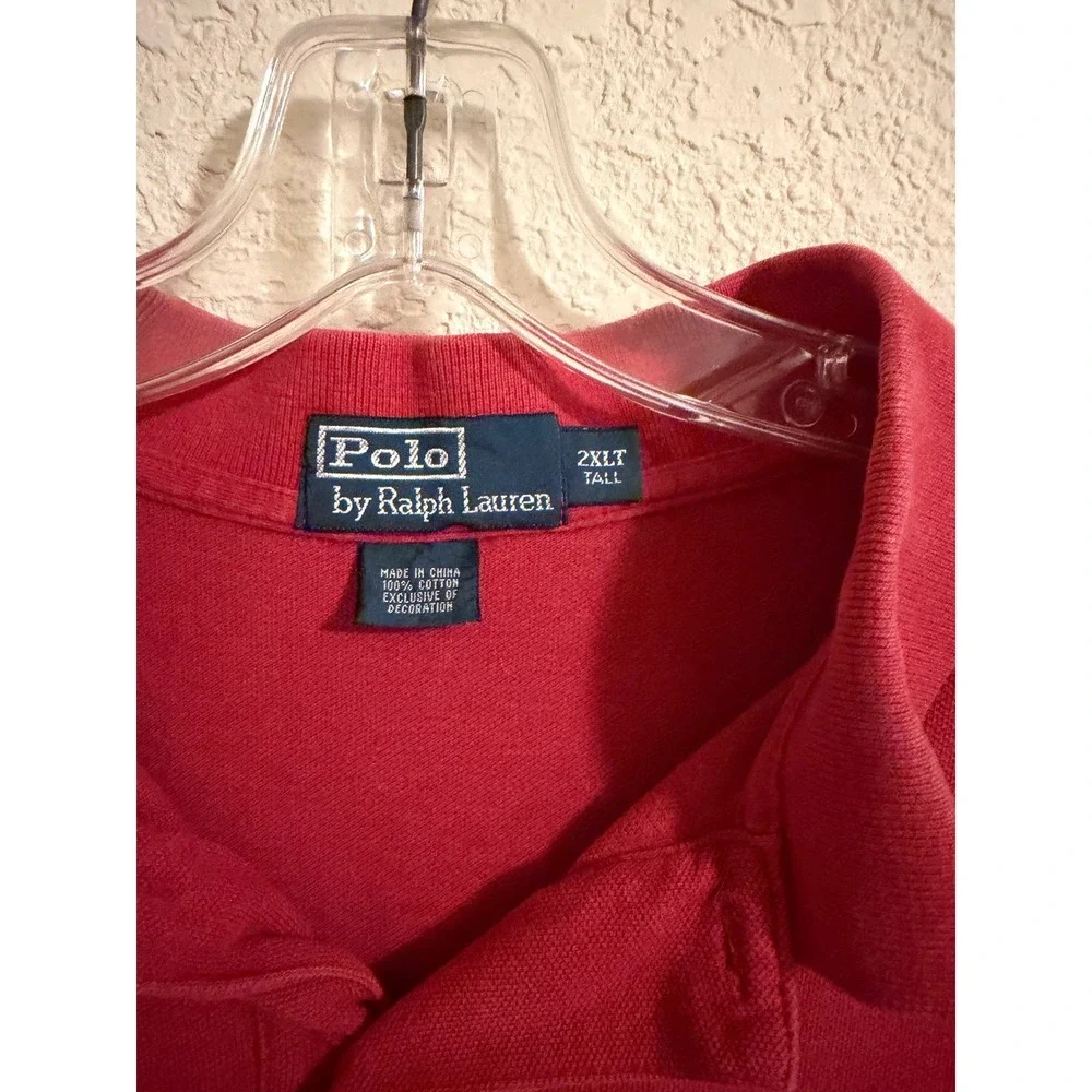 Polo Ralph Lauren Mens 2XLT Red Short Sleeve Pique Polo Shirt Tall Fit Logo